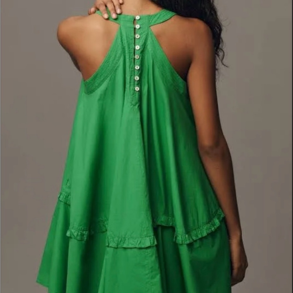 Anthropologie green v neck swing tunic dress - Picture 2 of 7
